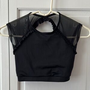 Balera Black Ruffled Cut Out Crop Tank Top